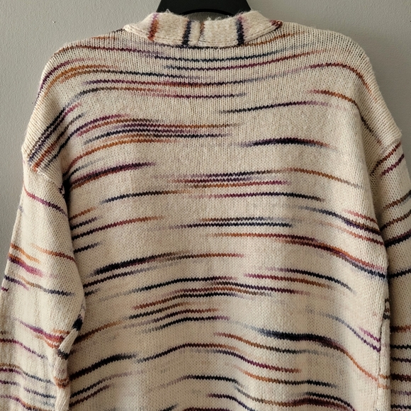Loft Outlet Striped Cream/Multicolored  Open Duster Cardigan Size: L - Picture 12 of 12